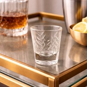 Vintage, Whiskey Neat Shot Glass in the Rain Pattern by Javit Badash Crystal